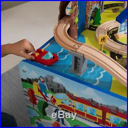 KidKraft Train Table Set For Kids Fun Wooden Boys & Girl Toy With 48