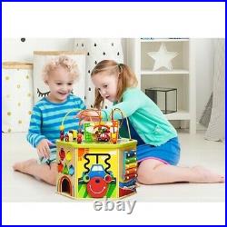 Kids Activity Cube Boys Girls Play Gift Educational Wooden Toy Learning Center