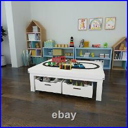 Kids Activity Table Play Center with Toy Storage Bins Playroom Gaming Art Desk