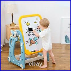 Kids Easel Play Station With Desk Storage Basket Drawing Board And Chair Toy USA