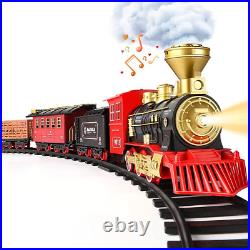 Kids Electric Train Toy Set Boy Girl Christmas Gift Smoke Lights Sound Steam Eng