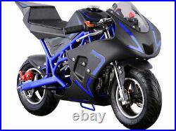 Kids Mini Ride On Motorcycle Gas Pocket Bike 4 Stroke 40CC Toy Blue Boys Girls
