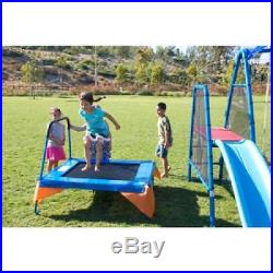 Kids Outdoor Playground Metal Swing Set Slides Trampoline For Boy Girl Activity