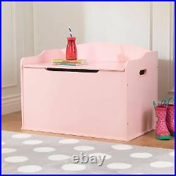 Kids Pink Finish Wooden Toy Box Chest Storage Bench Trunk Play Room Organizer
