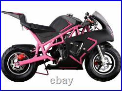Kids Pink Gas Pocket Bike 4 Stroke 40CC Mini Ride On Motorcycle Toy Boys Girls
