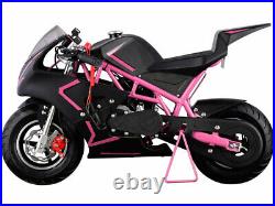Kids Pink Gas Pocket Bike 4 Stroke 40CC Mini Ride On Motorcycle Toy Boys Girls