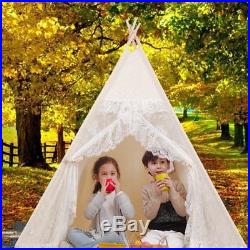 Kids Play Teepee Tent for Girl Princess Floral Classic Ivory Lace Window House