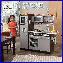 Kids Pretend Play Wooden Kitchen Set 30 Pc Cooking Food Playset for Boy Girl NEW