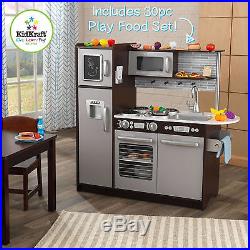 Kids Pretend Play Wooden Kitchen Set 30 Pc Cooking Food Playset for Boy Girl NEW