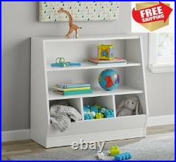 Kids Toy Box Bookcase With Storage Bin Organizer Toys Bookshelf, Spacious, White