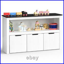 Kids Toy Storage Cabinet 3 Rolling Toy Box Cube Shelf Organizer With Chalkboard