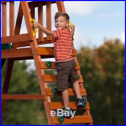 Kids Wooden Backyard Swing Slide Playground Set For Boy Girl Outdoor Activity