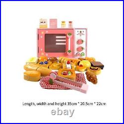 Kids Wooden Microwave Oven Toys with Bread Food Toys for Girls Boys Toddlers