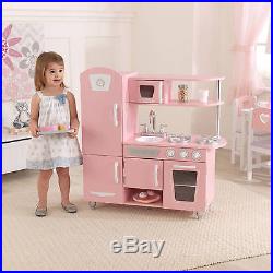 Kids Wooden Pretend Play Kitchen PlaySet Life Like Pink Toy For Children Gift