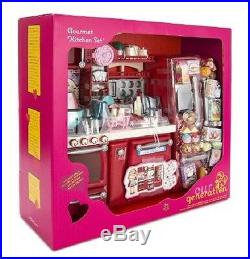 Kitchen For 18 Doll Accessories Food Dishes Fridge Oven Sink Girls Play Set Toy