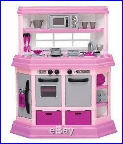 Kitchen For Kids Play Set Pretend Play Girls Pink Plastic Toy Deluxe Toddler New