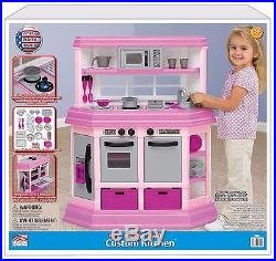 Kitchen For Kids Play Set Pretend Play Girls Pink Plastic Toy Deluxe Toddler New