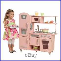 Kitchen Play Set For Girls Play Wooden Cooking Toy Set Toddler Kids Pink gift