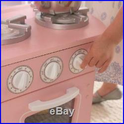 Kitchen Play Set For Girls Pretend Play Wooden Cooking Toy Set Toddler Kids Pink
