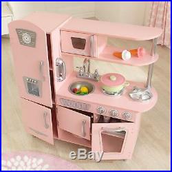 Kitchen Play Set For Girls Pretend Play Wooden Cooking Toy Set Toddler Kids Pink