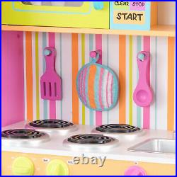 Kitchen Toy Play Set For Girls Children Kids Deluxe Big and Bright Pink Cooking