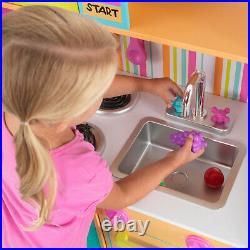 Kitchen Toy Play Set For Girls Children Kids Deluxe Big and Bright Pink Cooking