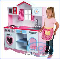 Large Girls Kids Pink Wooden Play Kitchen Children's Play Toy gift for birthday