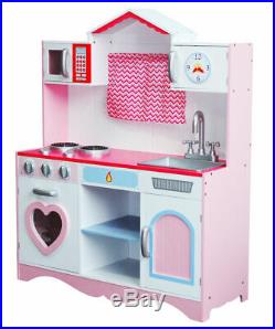 Large Girls Kids Pink Wooden Play Kitchen Children's Play Toy gift for birthday