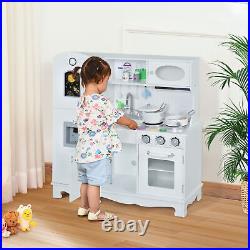 Large Kids Kitchen Pretend Playset with Telephone Water Dispenser Cooking Set