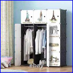 Large Wardrobe Open Storage Cabinet Hanging Rod Toys Clothes Shoe Rack
