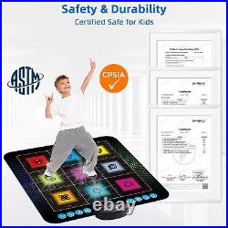 Light Up Dance Mat, Toy Gift for Girls Boys 3-10, Wireless Dance Pad with 9 Lig