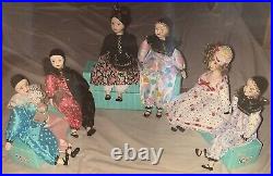 Lot Of 6 Vintage Rare Spanish Fanas Handmad Handpainted Porcelain Dolls