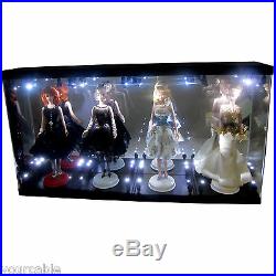 MB Acrylic Display Case Light Box for Four Silkstone Barbie Collection Doll 2018