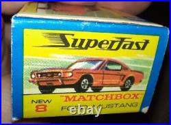 Matchbox Lesney Superfast #8 Ford Mustang Clean Box Only VHTF Red
