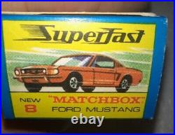 Matchbox Lesney Superfast #8 Ford Mustang Clean Box Only VHTF Red