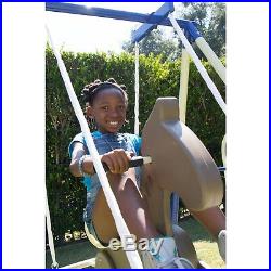 Metal Swing Set Playground Slide Heavy Duty Backyard Girl Boy Spinner Mat Kids