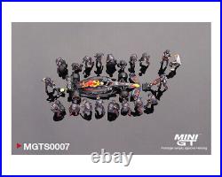 Mini GT 164 Red Bull Racing RB18 #1 Max Verstappen 2022 Abu Dhabi Pit Crew Set