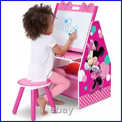 Minnie Mouse Deluxe Kids Art Table, Easel, Desk, Stool & Toy Box Organizer