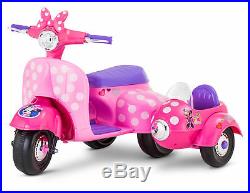 Minnie Mouse Scooter Ride On Toy For Girls Sidecar 6V Electric Pink Toddler Kids