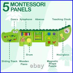 Monläurd Crocodile Montessori Busy Board, Sensory Board, Educational