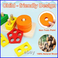 Montessori Toys for 1 to 3-Year-Old Boys Girls Toddlers and Kids Preschool, Wood