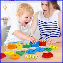 Montessori Toys for 1 to 3-Year-Old Boys Girls Toddlers and Kids Preschool, Wood