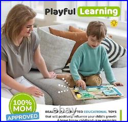 Montessori Toys for Toddlers, Wooden Travel Toys for Toddlers with 10 Educati