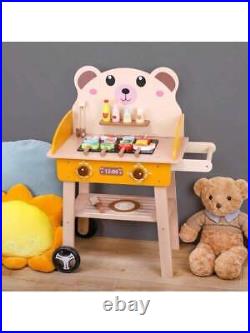 Montessori wooden barbecue toy set