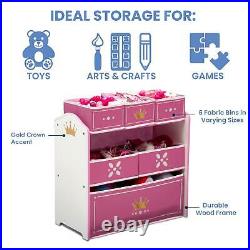 Multi Bin Toy Organizer Princess Kids Girls Playroom Storage Box Chest Gift Pink
