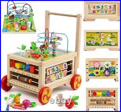 Multifunctional Wooden Activity Center with Storage Toddler Learning Toy