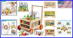 Multifunctional Wooden Activity Center with Storage Toddler Learning Toy