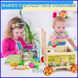 Multifunctional Wooden Activity Center with Storage Toddler Learning Toy