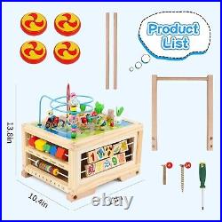 Multifunctional Wooden Activity Center with Storage Toddler Learning Toy