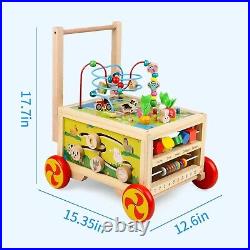 Multifunctional Wooden Activity Center with Storage Toddler Learning Toy